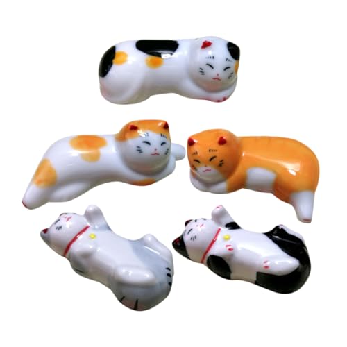 SOLUSTRE 5個箸置き 猫デザイン 箸スタンド カトラリー置き 食事用アクセサリー テーブル雑貨