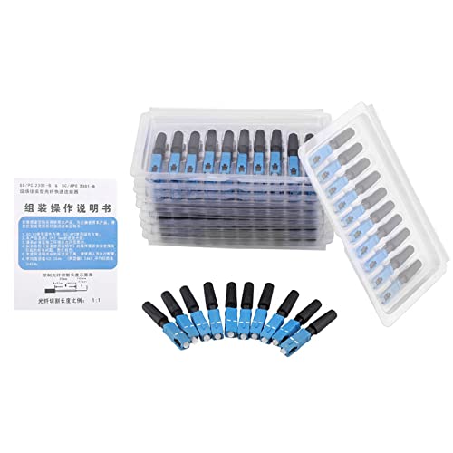 100 Stück SC-Faser-Schnellstecker, Glasfaser-Stecker, SC-Glasfaser-Stecker, Wiederverwendbare Glasfaser-Stecker, Single-Mode-Schnellmontage, SC-Stecker für FTTH CATV-Netzwerk