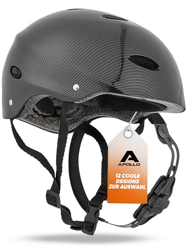 Apollo Casco de Bicicleta, Casco de Patinete, Casco Skate para Niños y Adultos – Casco Niño y Adulto con Rueda de Ajuste – También como Casco BMX, Monopatín, Scooter – Diferentes Tamaños y Colores