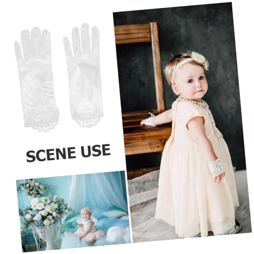 1Pair Lace Gloves Elegant Flower Girl Dress Up Gloves for Weddings Performances Charming Lace Design for Little Party Accessory2