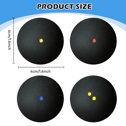 Squash Bälle, 4er-Set Sport Squash Ball, Squash Balls, Gummi-Squashbälle, Sport-Wettkampf-Squashball, High Bounce Squash Ball, Sport-Squashball Für Training Anfänger Wettbewerb