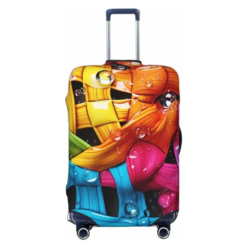 Travel Luggage Cover Colorful water Suitcase Protector Elastic Washable Stretch Suitcase Protector Anti-Scratch Travel Suitcase Cover Fit 18-32 Inch Luggage