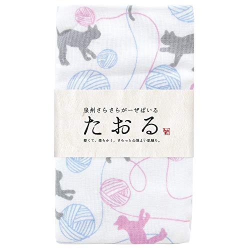 泉州タオル さらさらガーゼ パイル 日本製 (フェイスタオル, ねこ)のサムネイル