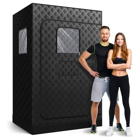 Sidasu 2 Person Portable Steam Sauna,1 or 2 Person Full Body Sauna for Home, Sauna Box for Relaxation Suit for Home,Gym,Bathroom,47"x35"x71",Chair and Steamer Not Included Cover