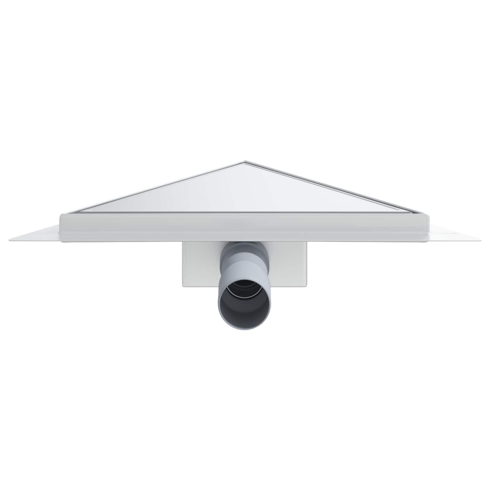 2 in 1 Dreiecks-Duschabfluss Silber aus Edelstahl 304 32 x 32 x 7,5 cm mit abnehmbarem Ablauf, Fliesenfähig, inklusive Haken, Siphon und Dichtung, für Dusche, Bad, Waschtisch und Küche