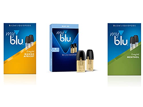 Starter Set mit E-Zigarette Vape Device myblu Schwarz + 5 Doppelsets Liquids Blue Ice Ohne Nikotin + ZUGABE LK-TREND… – Bild 3
