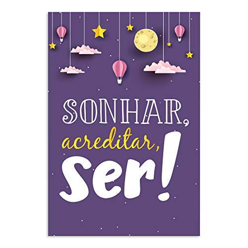 Placa MDF Infantil Frase Menina Sonhar Acreditar 30x40cm