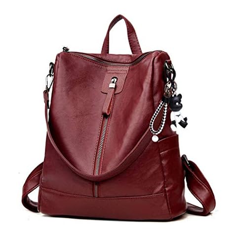 Women's Backpack Handbags Shoulder Bags School Backpack Daypack Laptop Bag PU Leather Burgundy Cover
