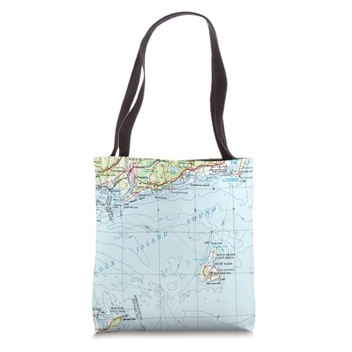Bolso Tote Vintage con Mapa Marítimo Block Island 1947 miniatura 1