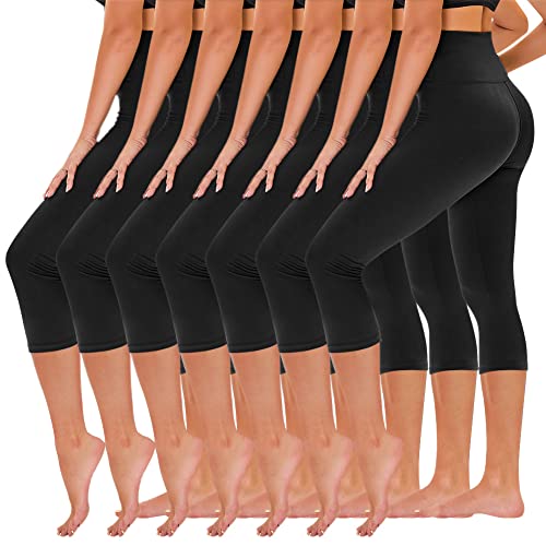 TNNZEET 7 Pack Leggings for Women - High Waisted Yoga Pants with Pockets Black Leggings Women Full Length & Capri