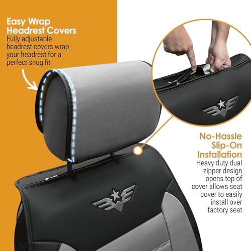 Image of LPI Truck Heavy Duty Premium Truck Seat Covers for Front Seats, For Full-Size Truck SUV, Padded Seat Cover with Bottom Wrap-around, Front Seat Protector; Front & Rear Storage Pockets, Waterproof, 2 pc