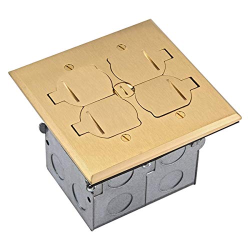 Enerlites 705549-C-D Flip Lid Cover Floor Box kit, 5” x 5” 2-Gang Cover, 20A Tamper-Weather Resistant Receptacles, Keystone Jack Ports, Watertight Gasket, Corrosive Resistant Hardware, UL Listed, 975547-C-D,Brass 2-Gang w/ Data Port Enerlites 705549-C-D Flip Lid Cover Floor Box kit, 5” x 5” 2-Gang Cover, 20A Tamper-Weather Resistant Receptacles, Keystone Jack Ports, Watertight Gasket, Corrosive Resistant Hardware, UL Listed, 975547-C-D,Brass 2-Gang w/ Data Port