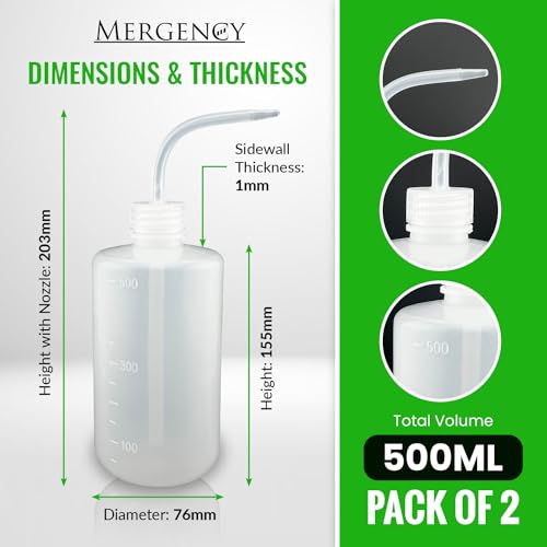 Multi-Purpose Lab Squeeze Bottle: Ideal for Labs, Tattoo Stations, Classrooms, Polyethylene Wash Bottle, ML Squeeze Bottle, Lash Wash Bottle, Tattoo Wash Bottle (6, MPSB500, Round, 500, Milliliters)