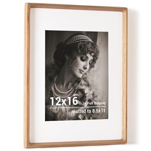 12x16インチ 木製フォトフレーム 8.5x11マット付き 手作り丸角