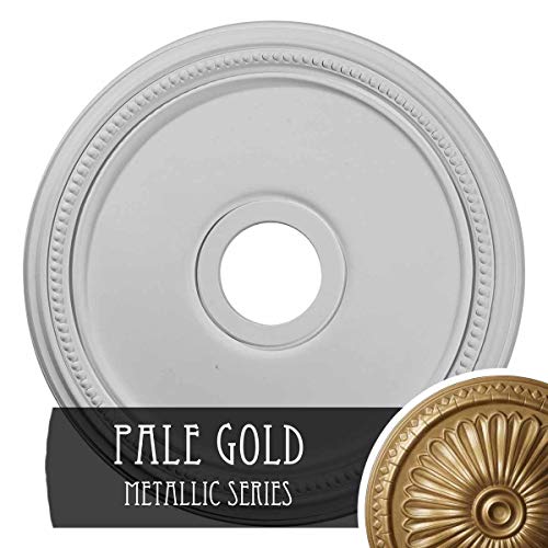 Ekena Millwork CM18DIPAS Diane Ceiling Medallion, 18OD x 3 5/8ID x 1 1/8P (Fits Canopies up to 5 3/8), Hand-Painted Pale Gold