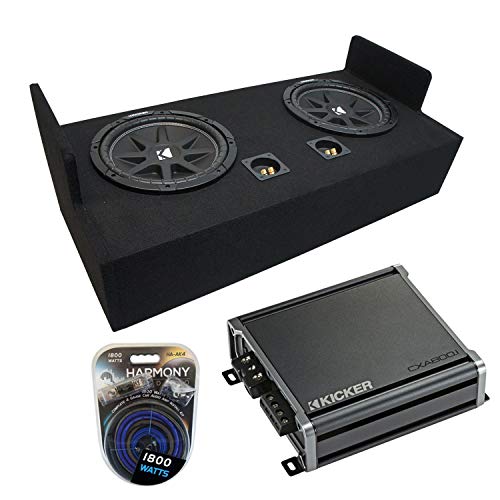 Compatible with 1983-2012 Ford Ranger Extended Cab Truck Kicker Bundle Comp C12 Dual 12" Sub Box Enclosure & CXA800.1 Amp