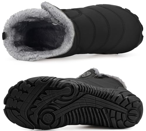 Womens Mens Barefoot Boots Shoes Winter Snow Boots Warm Ankle Booties Zero Drop Sole Wide Toe Box Fur Lined Outdoor Sneakers3