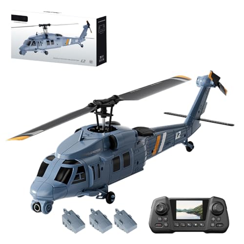 L2 Military RC Helicopter with 8K Camera & Built-in Screen Remote,Maintain Altitude Brushless Motor,with Optical Flow Hover,3-Speed,Hand Controlled Gesture RC Aircraft for Adults(Three Batteries)