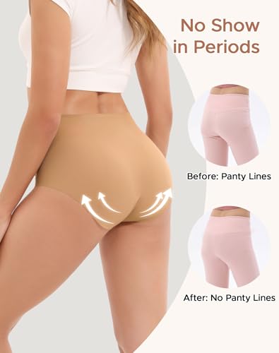 INNERSY Lightweight Period Underwear for Women Silky Seamless High Waisted Panties 3-Pack2