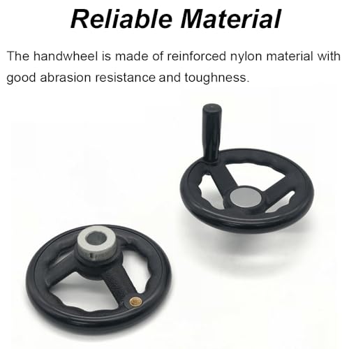 SagaSave 3 Spoke Round Hand Wheel, with Revolving Handle, 3.94 in Diameter Revolving Knob Handle, for Milling Machine, Industrial Lathe