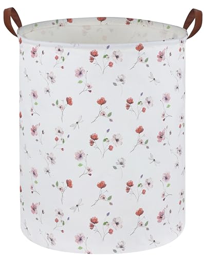 Image of Kids Laundry Hamper,Flower Laundry Basket Collapsible Girls Storage Baskets for Home Decor,Office,Home Organizer,(Dried flowers