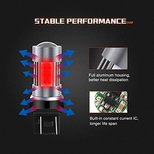 Image of SEALIGHT 7443 LED Bulb Red 7443R 7440R 12V for Tail Lights Brake Lights Replacement 7440 T20 7444 992 W21W 27 SMD 2835 Chipsets with Projector