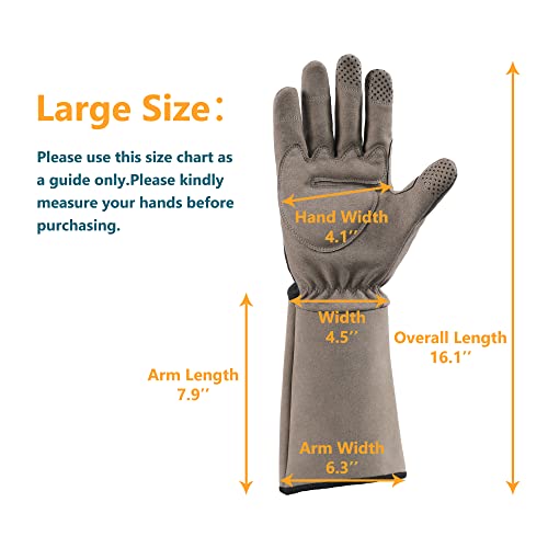 Cooljob Rose Pruning Thorn Proof Gardening Gloves, Long Sleeve Puncture Proof Gloves With Forearm Protection For Women And Men, Large Size, Navy & Grey (1 Pair L) #TOP6