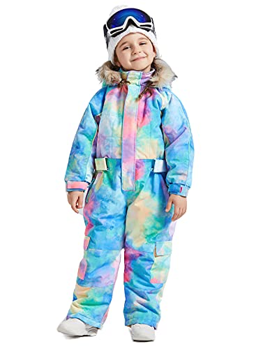 Image of Kids Girls Boys Waterproof Colorful One Piece Snowsuits Coveralls Ski Suits Jackets Winter Jumpsuits