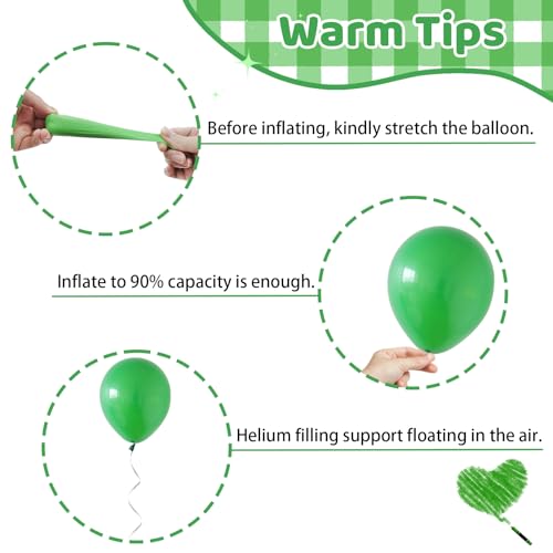 Image of Funhot Green Balloons Set, 60 Pcs Green Gold White Balloons, 12 Inch Dark Green Emerald Green Lime Green Metallic Gold Latex Balloons for Jungle Forest Birthday Baby Shower Wedding Party Decorations