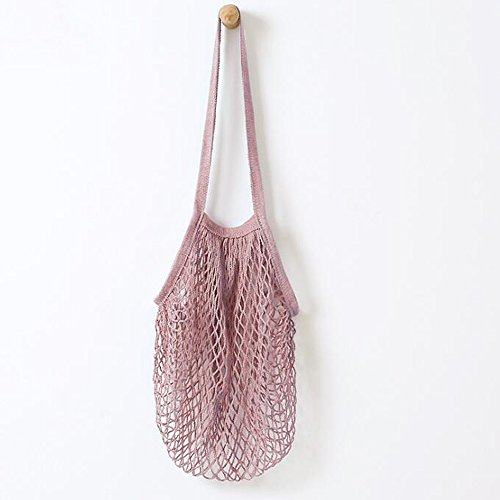 NOVEDAD: bolsas de red de algodón Metyou. Bolsa para uso como bolsa de la compra, almacenamiento de fruta u organizador de bolsas morado