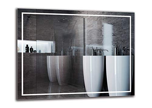 Espejo LED Premium - Dimensiones del Espejo 90x70 cm - Espejo de baño con iluminación LED - Espejo de Pared - Espejo de luz - Espejo con iluminación - ARTTOR M1ZP-48-90x70 - Blanco frío 6500K