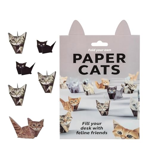 Xujinsongg DIY Papier Katzen Origami Kit, 50 Blätter 3D Katze Origami Papier Handwerk Kit, Origamipapier Buch, Tier Handgefertigte Papierkraft Kit Schreibtisch Dekor