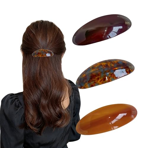 3PCS Hair Barrettes for Women Snap Hair Clips for Women Vintage Hair Clips for Thick/Thin Hair Tortoise Shell Acetate Hair Barrettes for daily styling