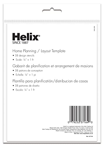 Maped Helix Home Planning Layout Drawing Template - 5 1/2'' x 9 1/2'' - Drafting & Design - Versatile & Precise - 58 Stencils for Accuracy - Image 2