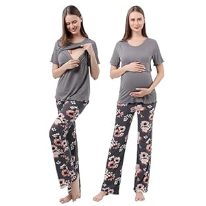 Women Maternity Nursing Pajama Sets Pregnant Lounge Sleepwear Breastfeeding PJs