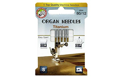 Organ Needles Mach Needle Titanium Sz80/12 5pc pour projets couture