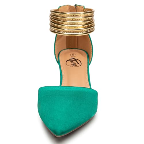 Image of Trary Kitten Heels for Women Closed Pointed Toe Low Stiletto Heels Pumps Shoes Women Comfortable Ankle Strap Pumps 2 inch Heel Party Dressy Shoes