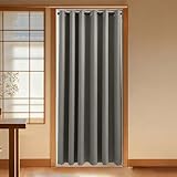 SUGOI 間仕切りカーテン 断熱保温 のれん おしゃれ 遮光 暖簾 180cm丈 幅100cm ロング 北欧 アコーディオンカーテン 間仕切り 突っ張り棒 ハトメ式 無地 厚手 高密度 防音 防寒 冷気遮断 遮熱 目隠し 節電 省エネ 階段 リビング 玄関 出入り口 ノレン 仕切り キッチン 1枚入り 洗える グレー