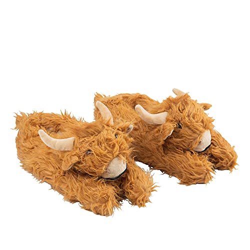 Highland Cow Slippers Cute Unisex Scottish Highland Cattle Cow House Fuzzy Shoes Animal Plush Slippers for Women&Men