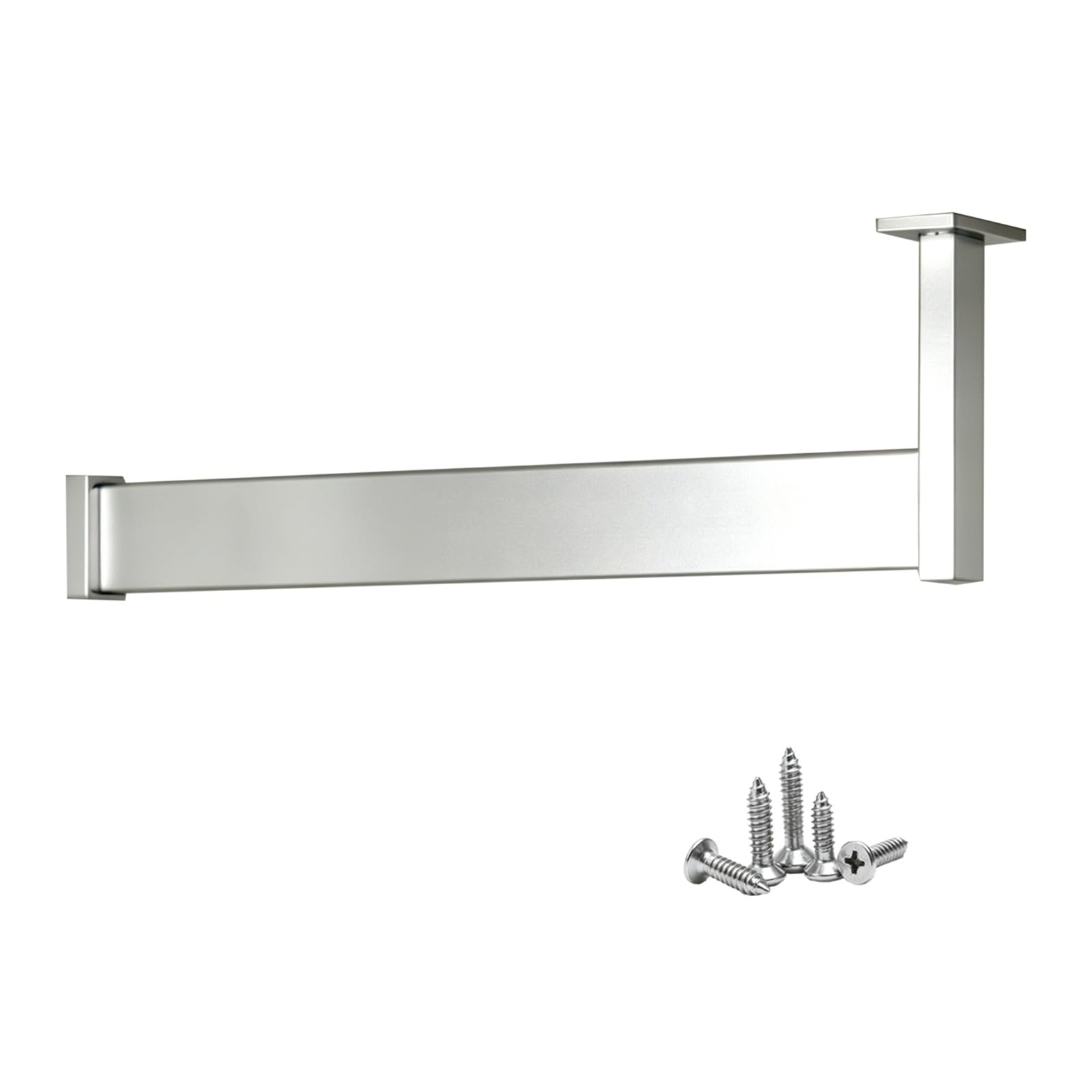 L-shaped Clothes Hanging Bar 85 95 105 115 125cm, Custom Aluminum Closet Rods for Corner Cabinets/Cloakroom/Apartment, Heavy Duty Wardrobe Poles with Flange Set(Silver,L 120cm/47.2")