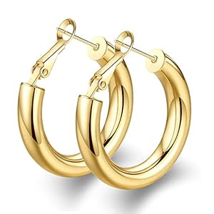 wowshow Chunky Thick Gold Tube Hoops Earrings for Women