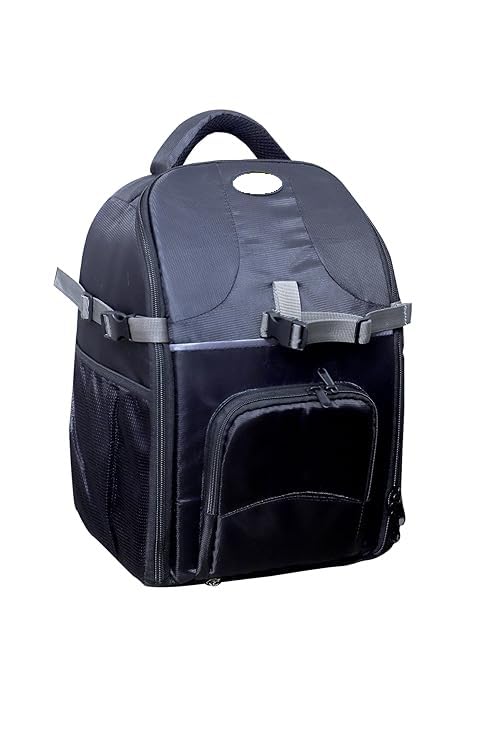 polyester b7 water resistant camera backpack with extra front pocket photographers bag with rain cover tripod holder compatible for sony nikon canon panasonic dslr (black)