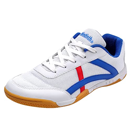 ZHENSI Chaussures De Tennis De Table pour Hommes Sneaker D'intérieur Chaussures De Ping-Pong en Maille Légère À Fond Souple,Bleu,44 EU