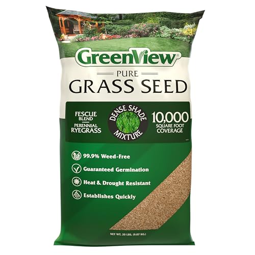 GreenView Pure Grass Seed Dense Shade Mixture, 20 lb. Bag – Covers up to 10,000 sq. ft.
