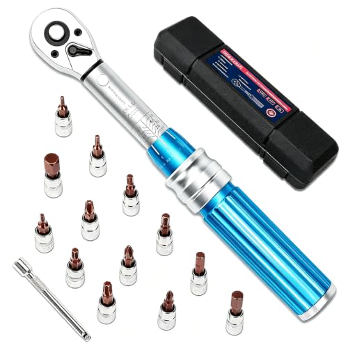 PRIDE&CRAFT 1/4-Inch Small Torque Wrench Set, 10-50 in-lb, 15-Piece