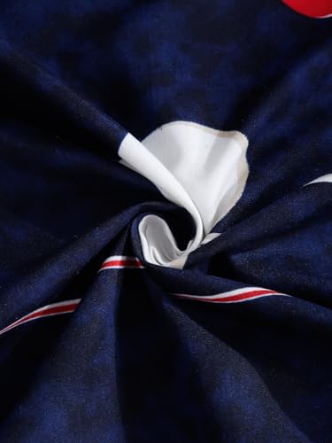 Image of Fashion String Microfibre Navy Blue Corner Elastic Fitted Double Bedsheet (72x78 Inches) with 2 Pillow Covers