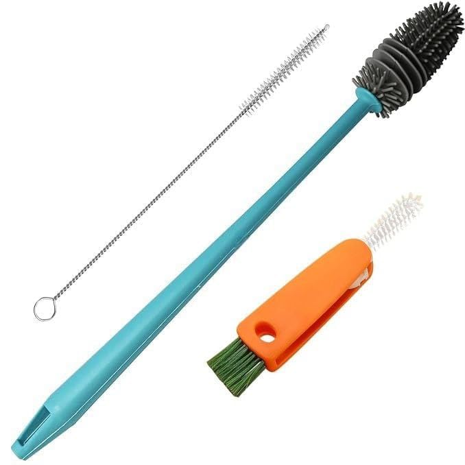 Bottle Cleaning Brush Set, Long Handle Silicone Cleaner Brushes+Lid Cup Brush+3Pcs Scratch Free Bottle Cleaner and Bristle Wire Straw Cleaner, Dishwasher Safe(Multicolor)-image-37