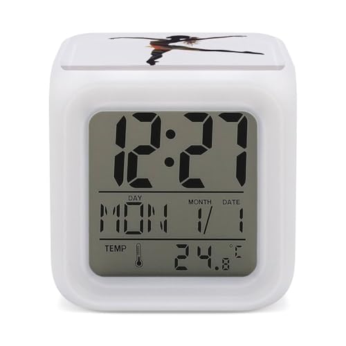 Reloj de despertador estético con luces LED de colores para regalar en cumpleaños y hogar 2