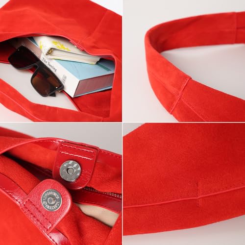 Bolso Hobo de Cuero Genuino Ante para Mujer miniatura 4