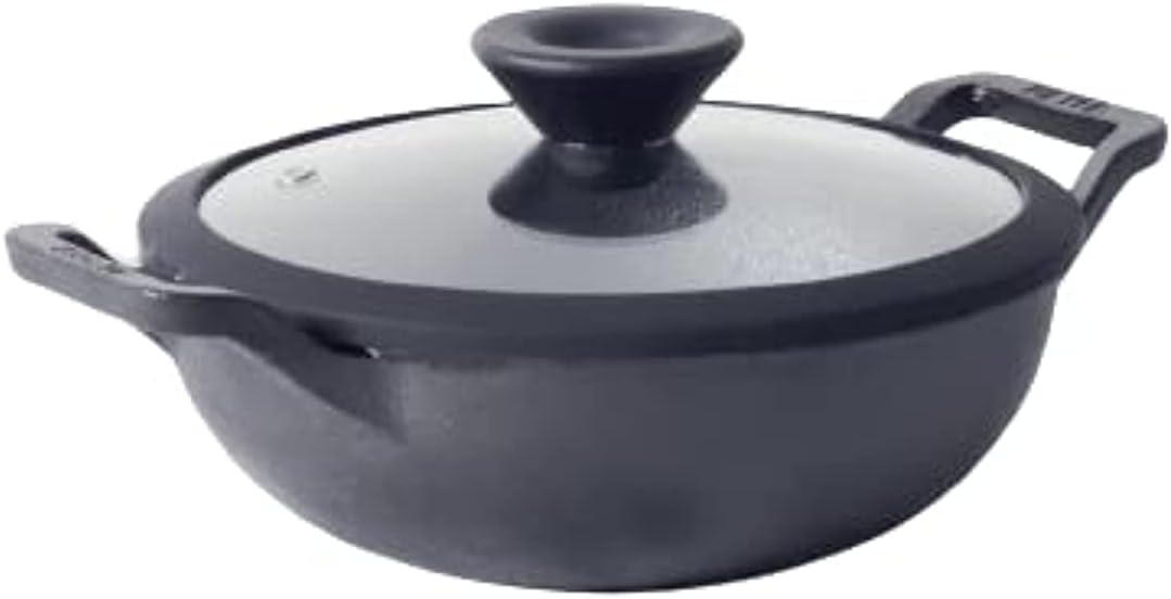 Meyer Pre Seasoned Cast Iron Kadai Iron Kadai with Lid for Cooking